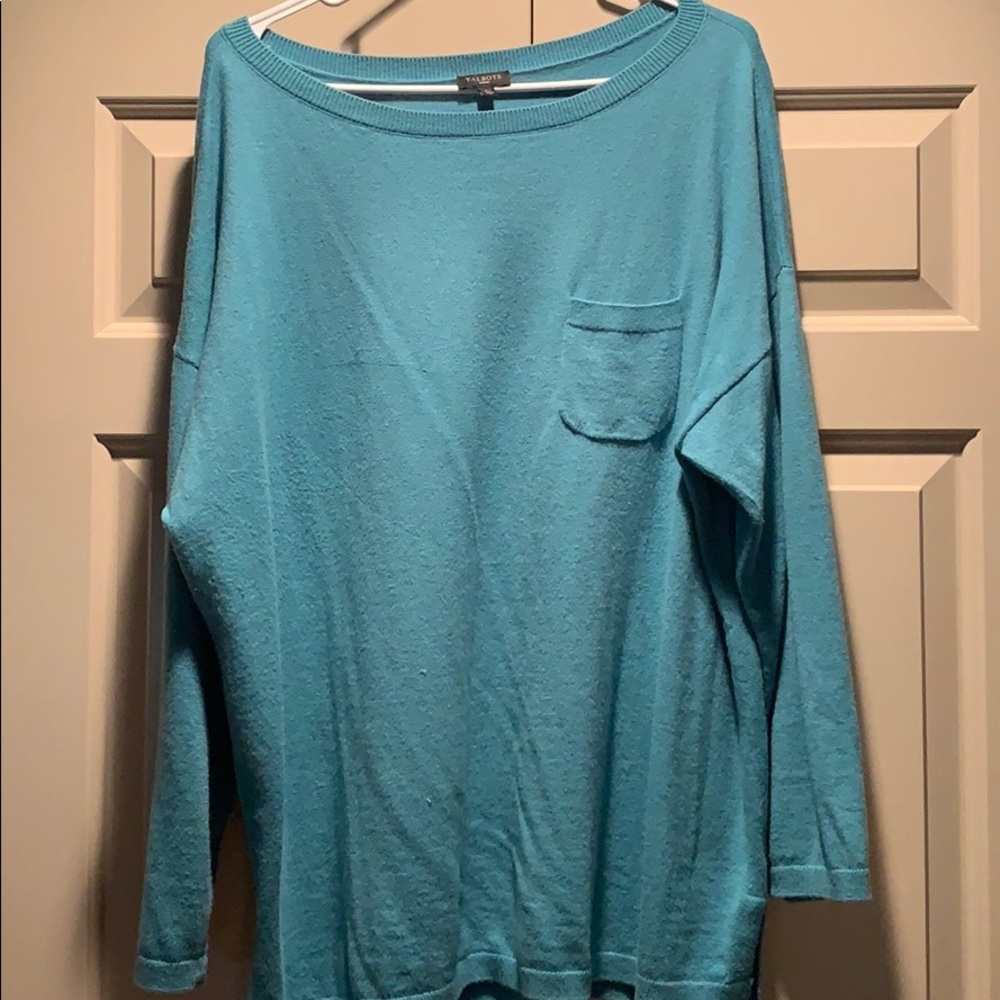 Talbots Aqua W/ Pocket Sweater